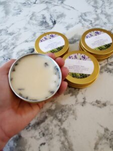 lavender skin balm in hand